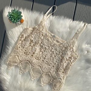 Garage crochet cropped tank top